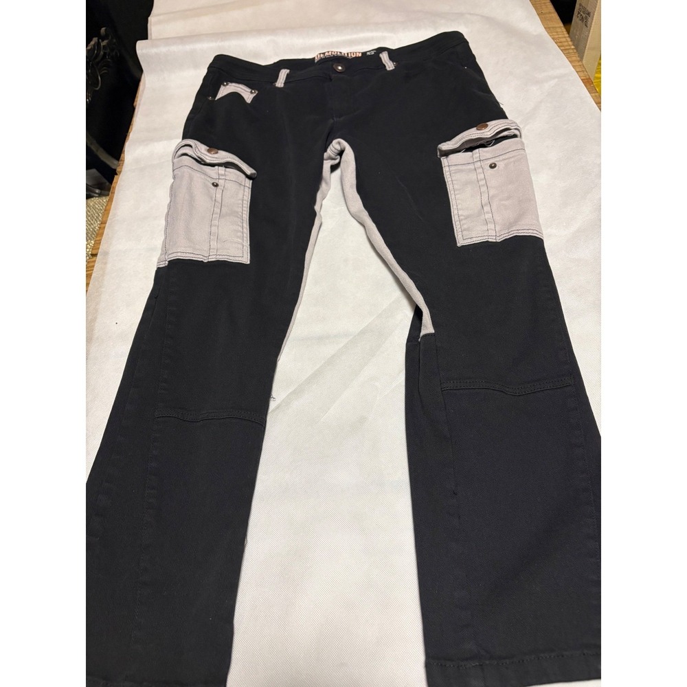 Demolition Mens Cargo jeans Size 38 Black Tan Colorblock Streetwear